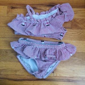 EUC Kelly’s Kids Seersucker & Sailboat Bikini